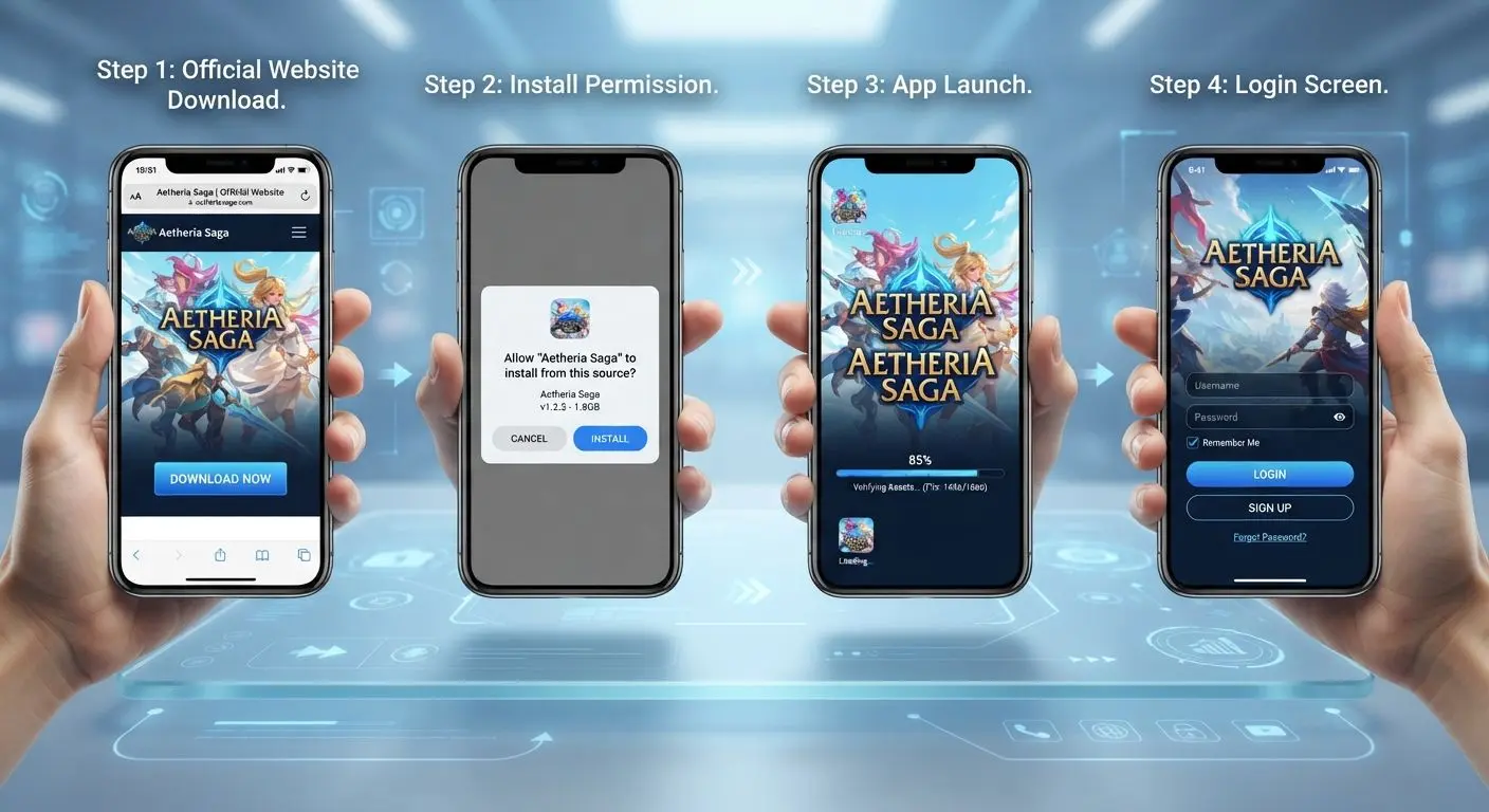 Installation and first login flow for a mobile betting app on smartphone