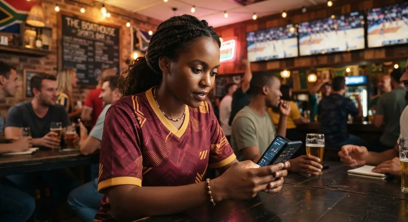 Mobile user checking live basketball lines in a sports bar setting