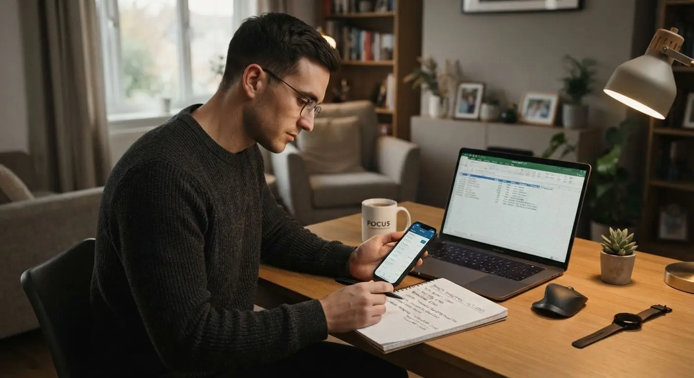 Responsible bankroll management setup with budget notes and mobile sports interface