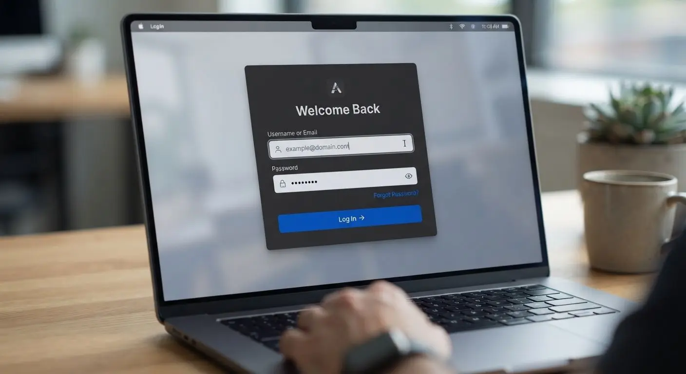 Close-up of login form on a device screen