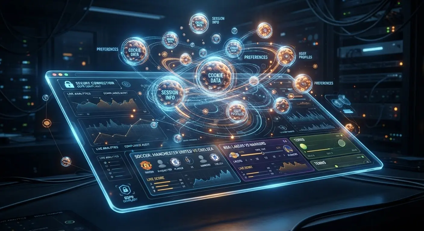 Abstract visual of cookies and data on a digital platform interface