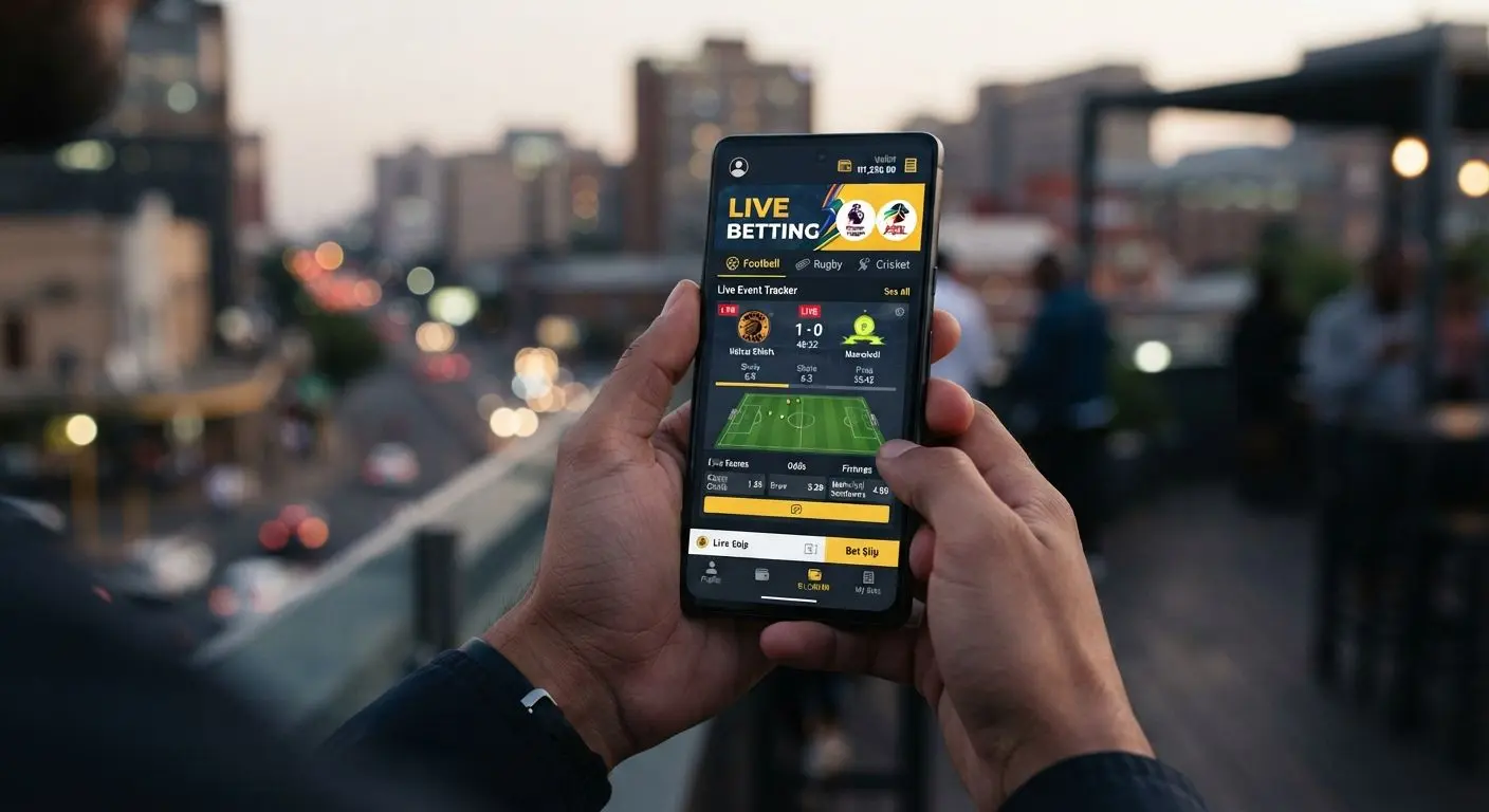 Mobile sports platform interface on smartphone for South African users