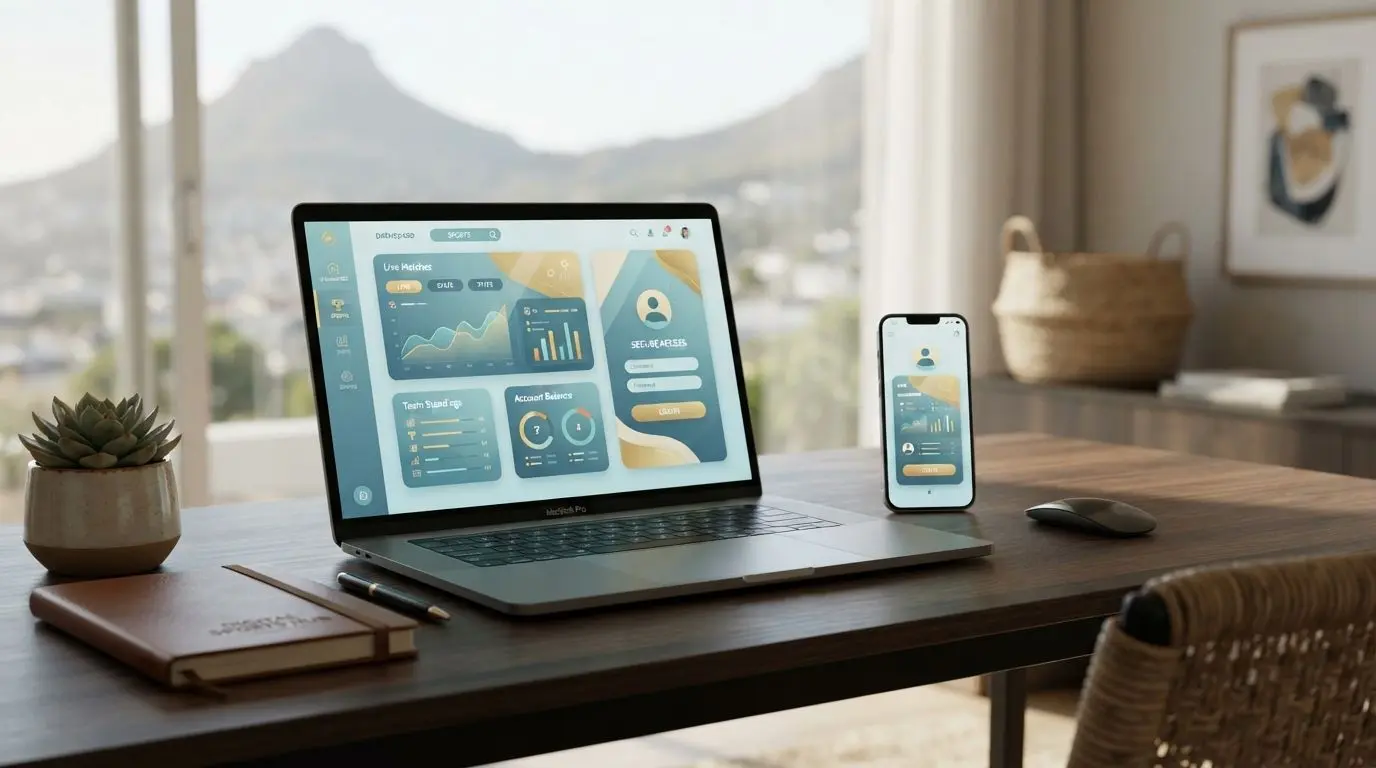 Laptop and smartphone showing a secure account access interface