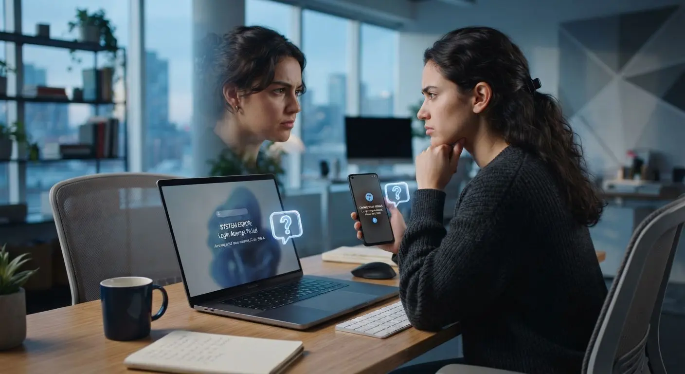 User facing a login error with account support icon