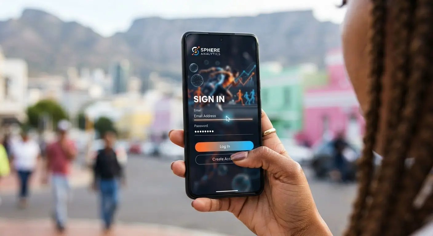 Smartphone showing a mobile login screen on the go