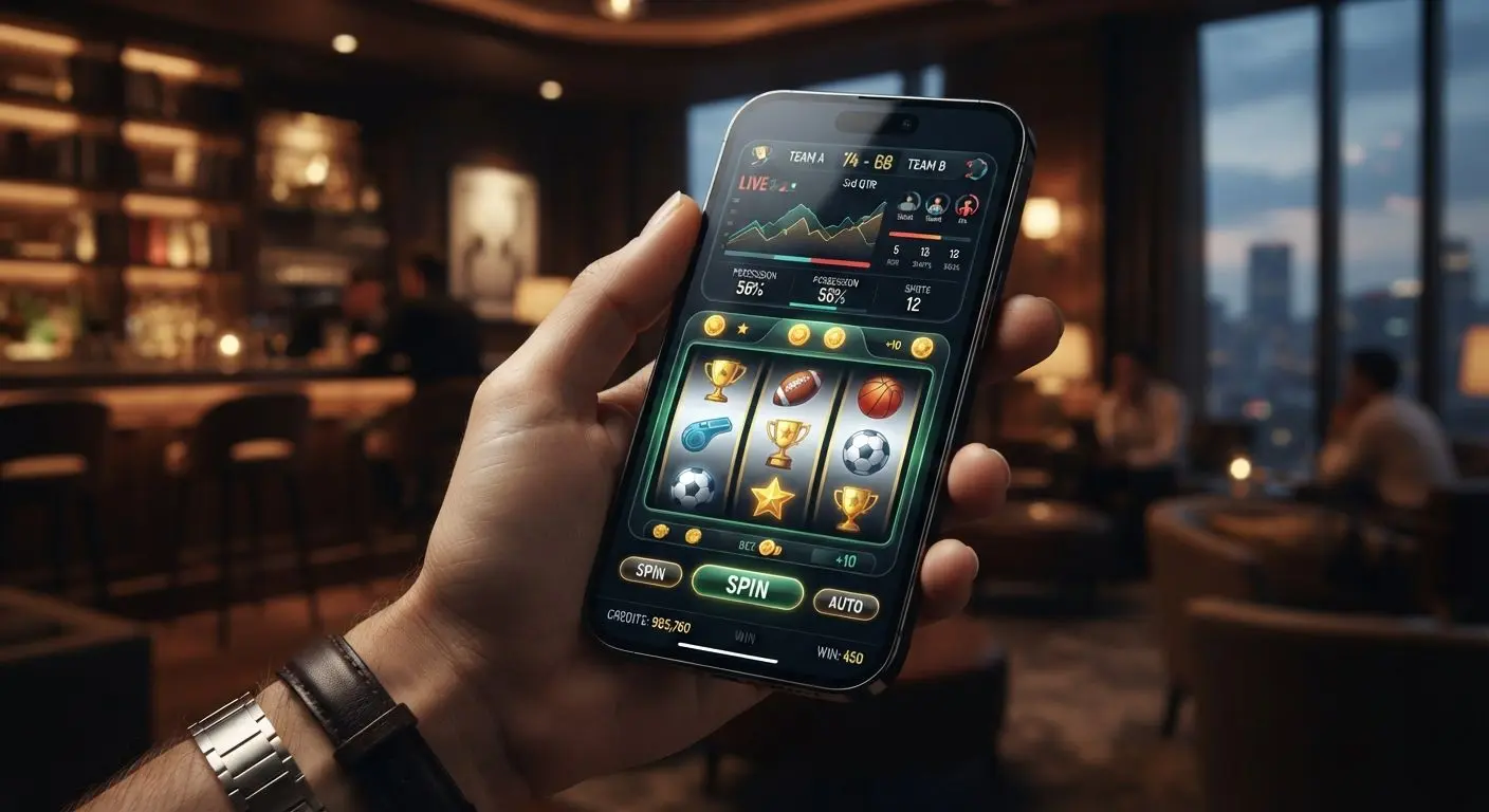 Mobile device showing generic sports and gaming interface