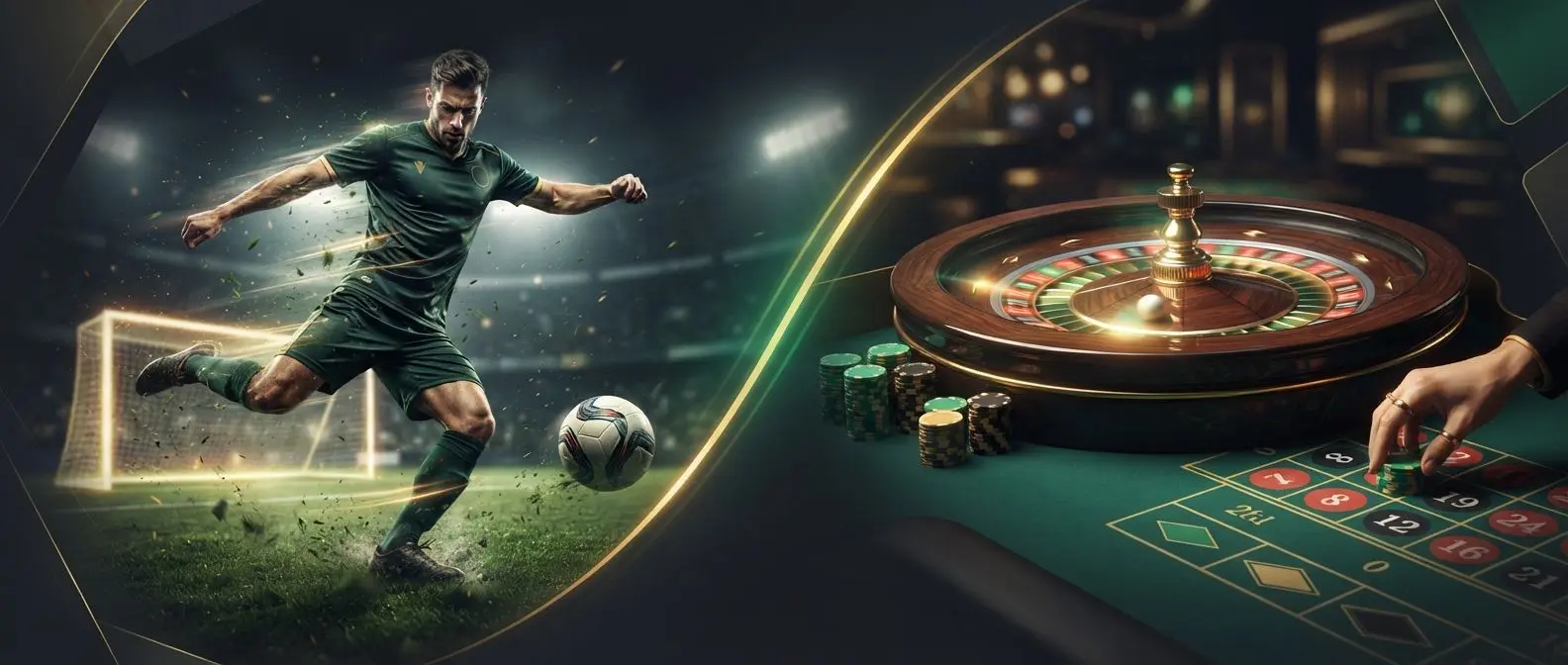 Sports and gaming themed hero banner for a South African promo page