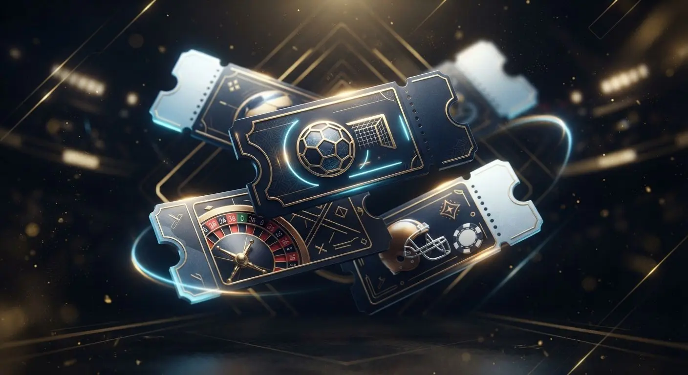 Abstract promo cards with sports and gaming symbols