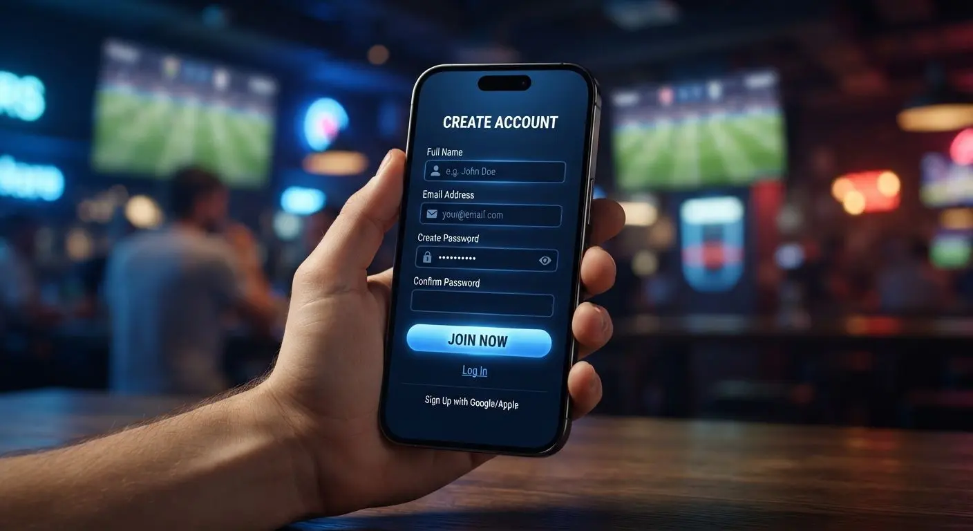 Smartphone with mobile registration form and join button